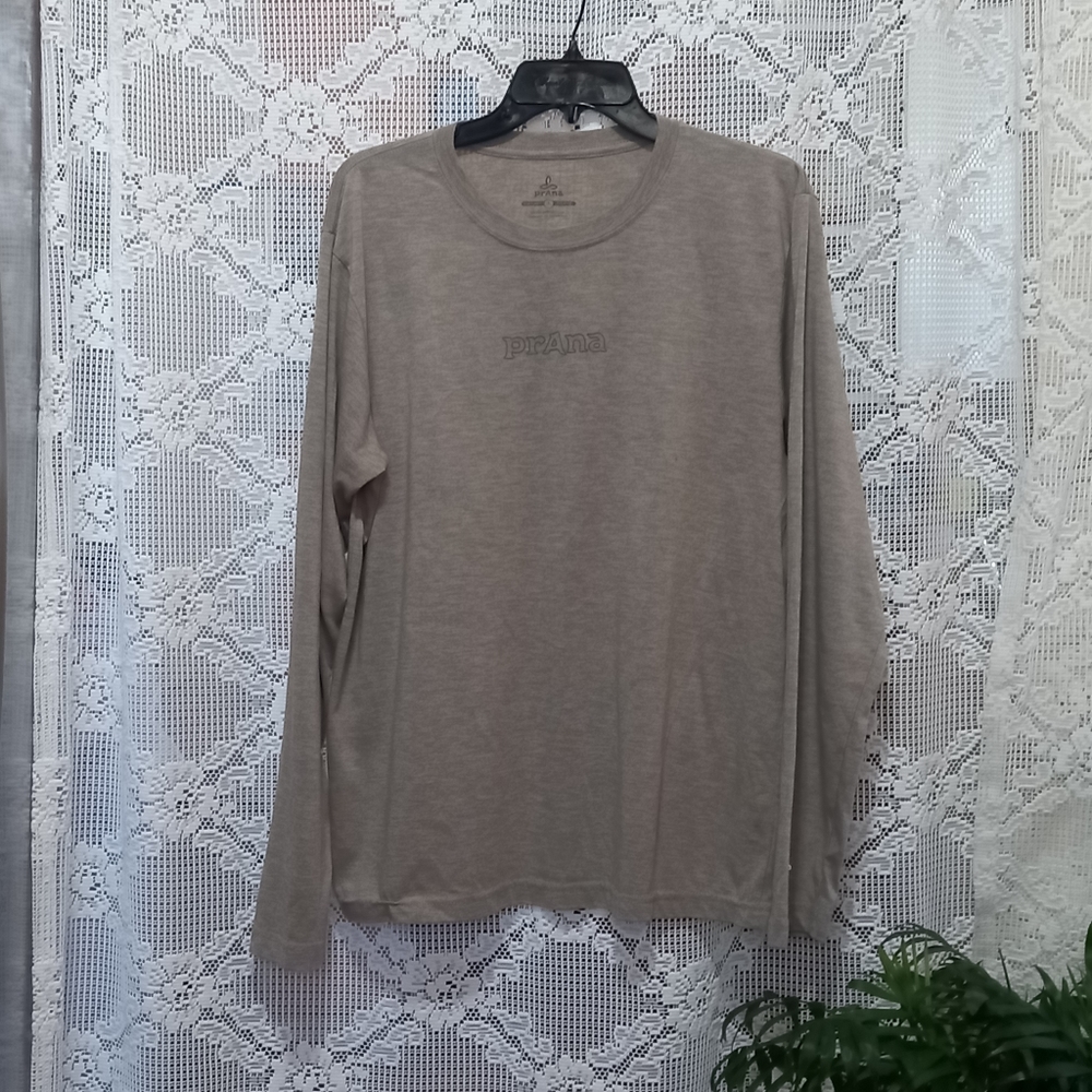 Prana Shirt Mens Size Large Brown Long Sleeve Breathe Comfort